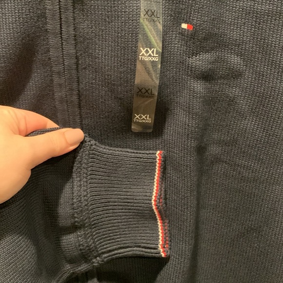 Tommy Hilfiger Flag Logo Zip Knit Sweater in Navy XXL - Picture 2 of 7